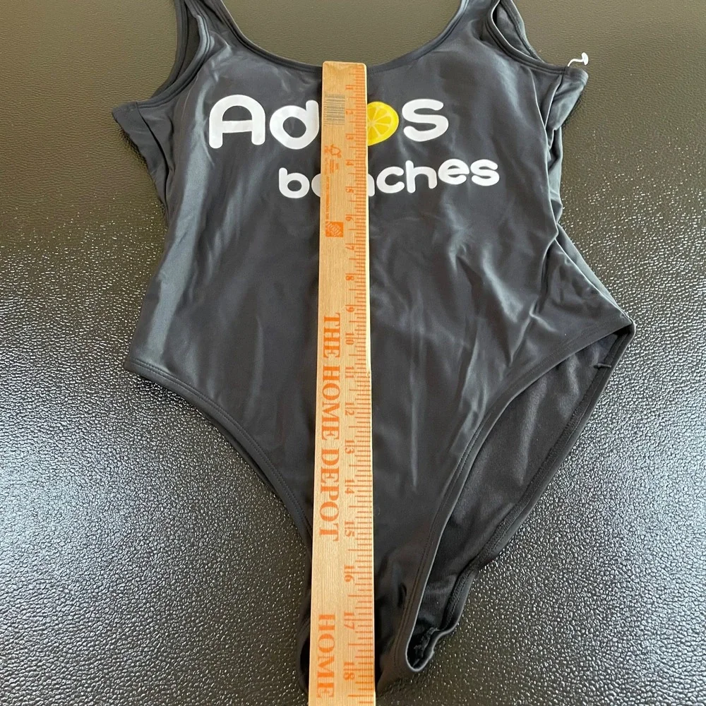 Adios Beaches One Piece Swimsuit Graphic Lemon Print Noo Boundaries Womens Small